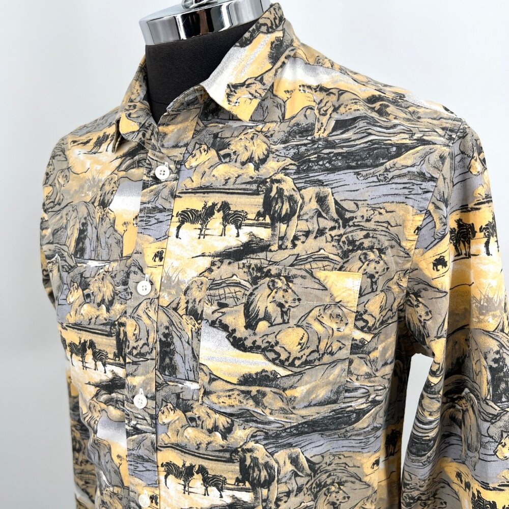 Stussy Shirt Mens Size M Africa Safari Wildlife Lion King Gorpcore Western - Picture 2 of 10